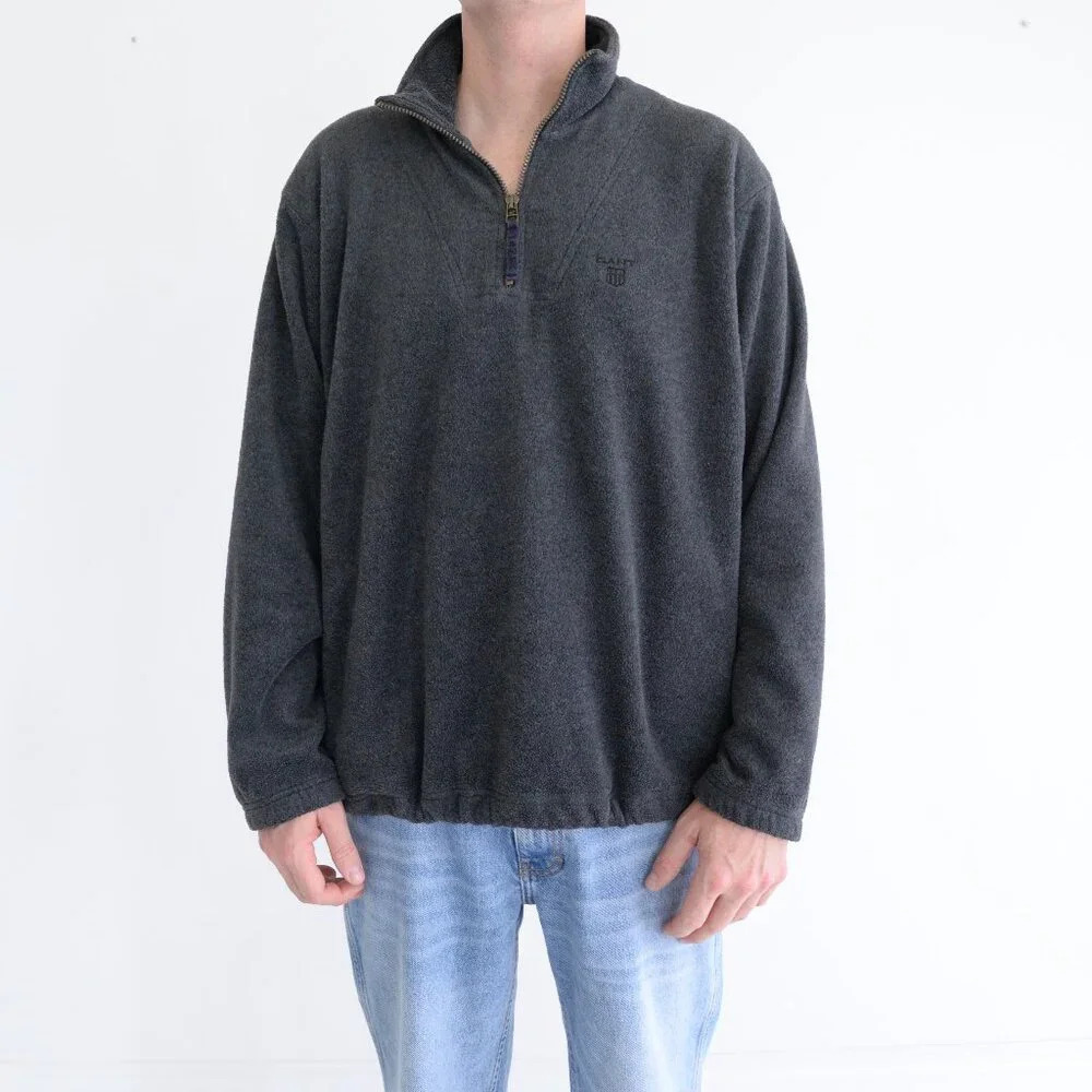 VTG Gant L.A. Brand Graphite  Gray Fleece Half Zip Pullover Sweater Size Medium